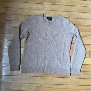 Lord & Taylor Cashmere Sweater Womens Large Tan Oatmeal Crewneck Long Sleeve